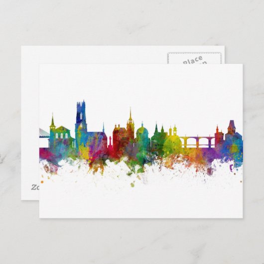 Freiburger Schweiz Skyline Postkarte (Vorne/Hinten)