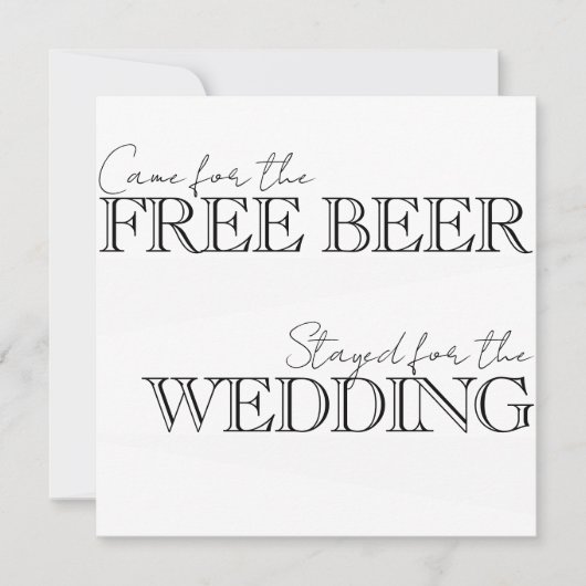 Freie Bier, bleibe für die Hochzeit Einladung (Vorderseite)