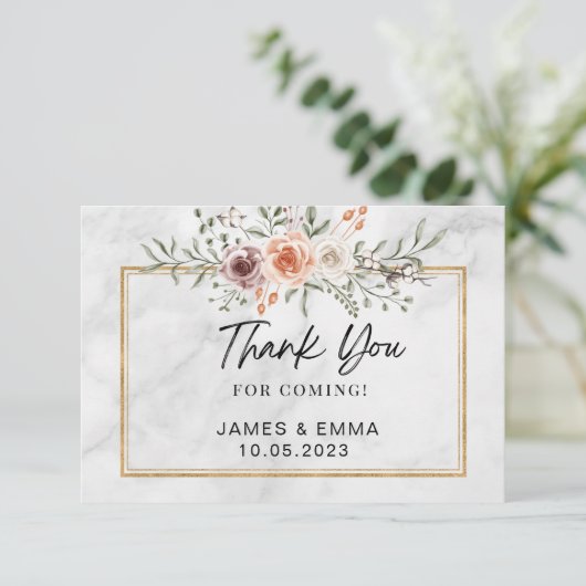 Freie Blüte aus weißem Marmor Dankeskarte (Stehend Vorderseite)