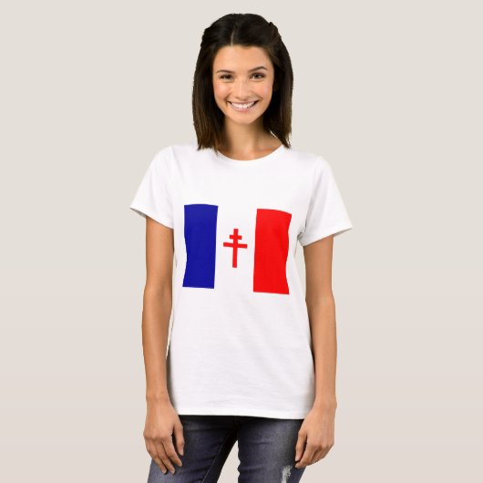 Freie französische Kraft-Flagge T-Shirt (Vorne ganz)