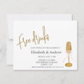 Freie Getränke, Chic Champagner-Glas Einladung (Vorderseite)