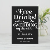 Freie Getränke Funny Lässig Wedding retten das Dat Einladung (Stehend Vorderseite)