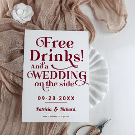 Freie Getränke Funny Lässig Wedding retten das Dat Einladung