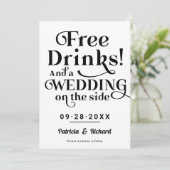 Freie Getränke Funny Lässig Wedding retten das Dat Einladung (Stehend Vorderseite)