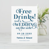 Freie Getränke Funny Lässig Wedding retten das Dat Einladung (Stehend Vorderseite)