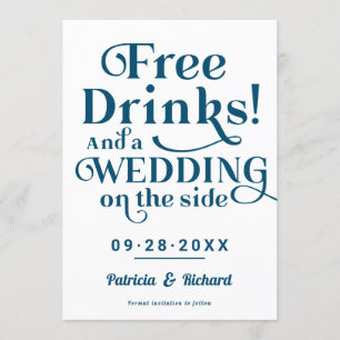 Freie Getränke Funny Lässig Wedding retten das Dat Einladung