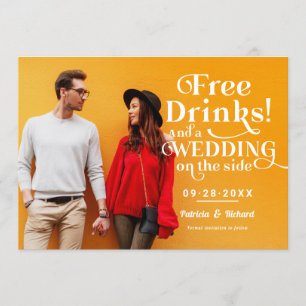 Freie Getränke Funny Lässig Wedding retten das Dat Einladung