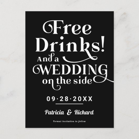 Freie Getränke Funny Lässig Wedding retten das Dat Postkarte (Vorderseite)