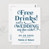 Freie Getränke Funny Lässig Wedding retten das Dat Postkarte (Vorne/Hinten)