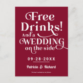 Freie Getränke Funny Lässig Wedding retten das Dat Postkarte (Vorderseite)