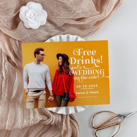Freie Getränke Funny Lässig Wedding retten das Dat Postkarte