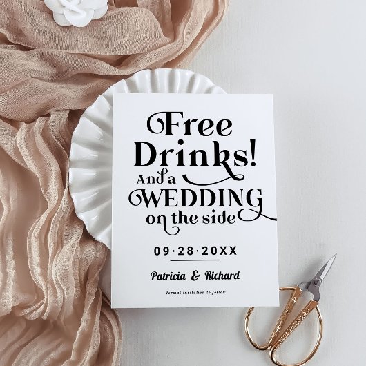 Freie Getränke Funny Lässig Wedding retten das Dat Postkarte