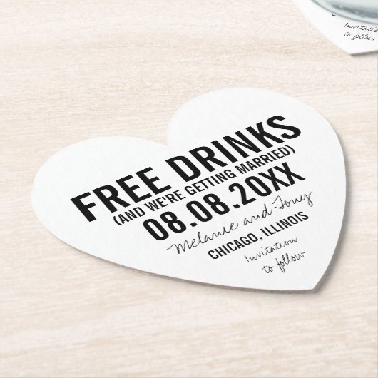 Freie Getränke Hochzeit Einzigartiger Spaß retten Untersetzer (angewinkelt)