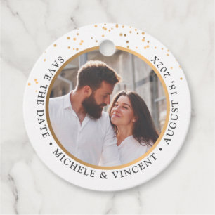 Freie Getränke Lässig Save the Date Black Gold Fot Geschenkanhänger