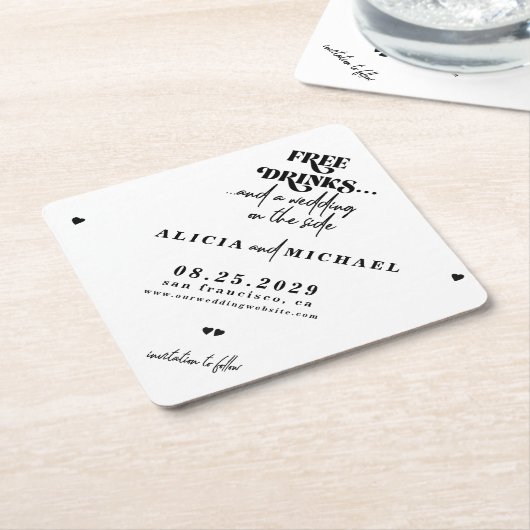 Freie Getränke lustige moderne Hochzeit speichern  Untersetzer (angewinkelt)