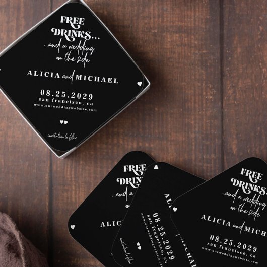 Freie Getränke lustige moderne Hochzeit speichern Untersetzer