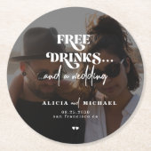 Freie Getränke nach Maß Foto Hochzeit speichern Si Runder Pappuntersetzer (Vorderseite)