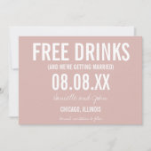 Freie Getränke Rosa Foto Hochzeit speichern Sie da Save The Date (Vorderseite)