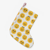 Freie Hand glückliche Emoji nahtlose Muster. Posit Kleiner Weihnachtsstrumpf (Vorderansicht (hängend))