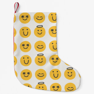 Freie Hand glückliche Emoji nahtlose Muster. Posit Kleiner Weihnachtsstrumpf