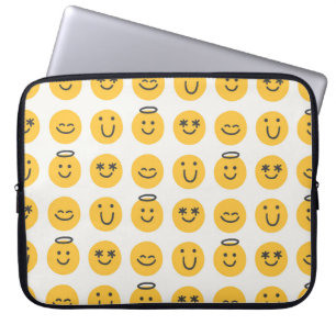 Freie Hand glückliche Emoji nahtlose Muster. Posit Laptopschutzhülle