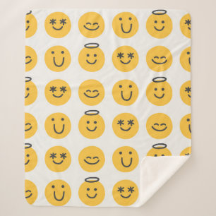 Freie Hand glückliche Emoji nahtlose Muster. Posit Sherpadecke