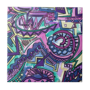 Freie, handgemalte moderne geometrische Kunst Fliese