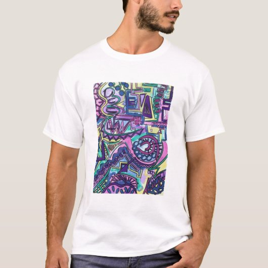 Freie, handgemalte moderne geometrische Kunst T-Shirt (Vorderseite)
