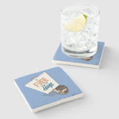 Freie Hedge Hugs Funny Igel Picket Cartoon Steinuntersetzer (Seitenansicht)