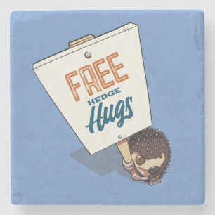 Freie Hedge Hugs Funny Igel Picket Cartoon Steinuntersetzer