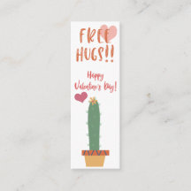 Freie Hugs! Cactus Valentine Mini Lesezeichen