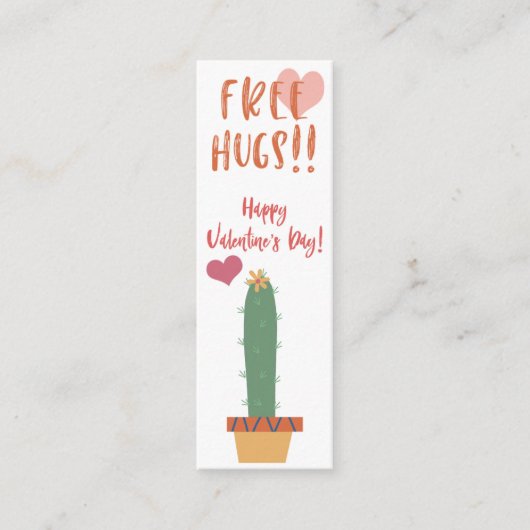 Freie Hugs! Cactus Valentine Mini Lesezeichen Mini Visitenkarte (Vorderseite)