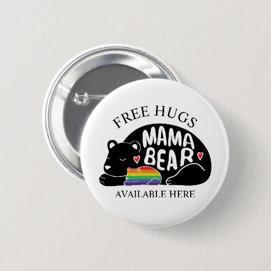 Freie Hugs von Mama Bären Button (Vorne & Hinten)