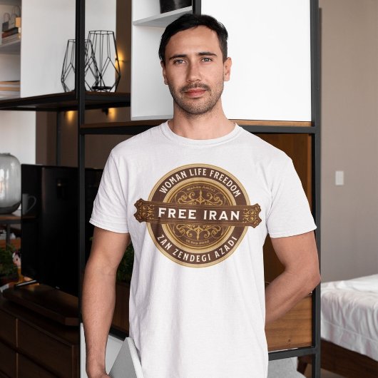 Freie Iran-Frau | Mahsa Amini Abzeichen Brown T-Shirt