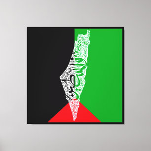 Freie Karte und Flagge Palästinas ف ل س ط ي ن Leinwanddruck