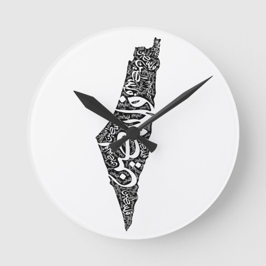 Freie Karte und Flagge Palästinas ف ل س ط ي ن Runde Wanduhr (Vorderseite)