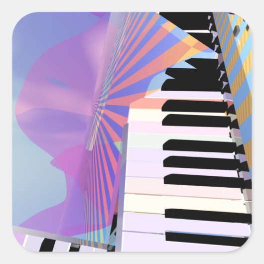 Freie Keyboard-Musik Quadratischer Aufkleber (Vorderseite)