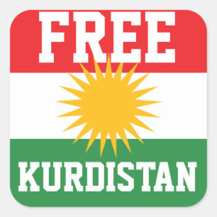 FREIE KURDISTAN-FLAGGEN-AUFKLEBER QUADRATISCHER AUFKLEBER