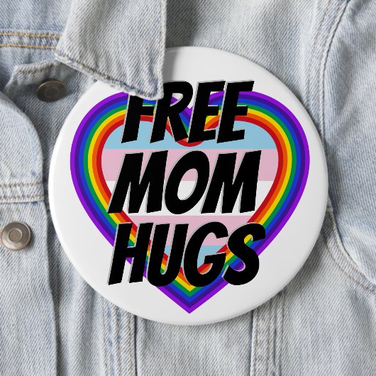 Freie Mama Hugs LGBT Pride Rainbow Herz Button (Beispiel)