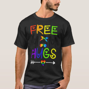 Freie Mama Hugs Messy Bun Rainbow Herzblut Pride m T-Shirt