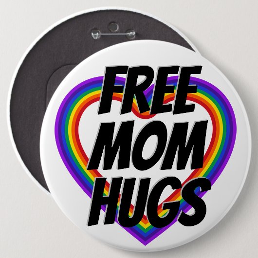 Freie Mama Hugs Pride Rainbow Herz Button (Vorne & Hinten)