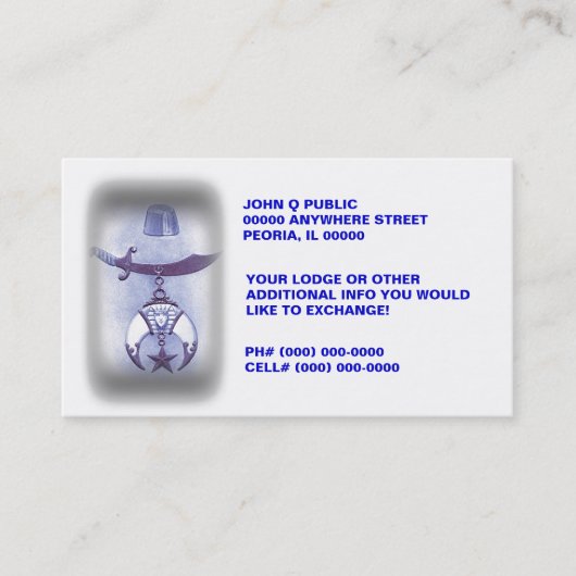 FREIE MAURER-VISITENKARTEN ~ INFO-AUSTAUSCH-KARTEN VISITENKARTE (Vorderseite)