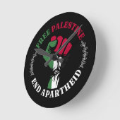 Freie Palästina-Ende-Apartheid III Runde Wanduhr (Winkel)