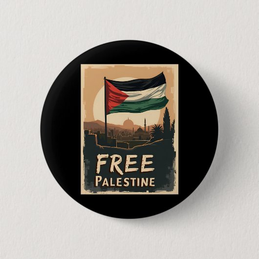 Freie palästinensische Fahne mit Golden Palett Button (Vorderseite)