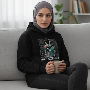 FREIE PALESTINE muslime Frau lang Ärmel schwarz Hoodie