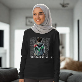 FREIE PALESTINE muslime Frau lang Ärmel schwarz T-Shirt
