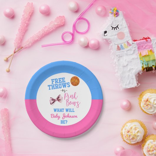 Freie Pfeile oder rosa Bögen Basketball Gender-Anz Pappteller (Party)