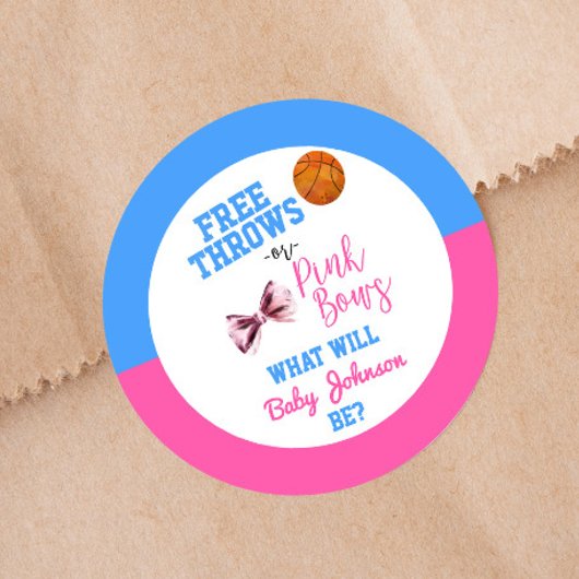 Freie Pfeile oder rosa Bögen Basketball Gender-Anz Runder Aufkleber