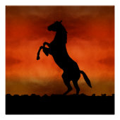 Freie Pferde bei Sonnenuntergang Poster (Vorderseite)