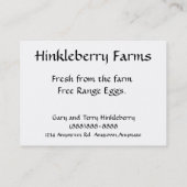 Freie Strecke EGGS Huhn-Visitenkarte Visitenkarte (Rückseite)